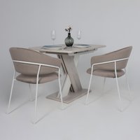 Стул с подлокотниками Алвест AV 433 (светло-коричневый бархат H-61/белый)