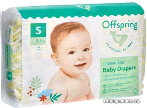 Подгузники Offspring S 3-6 кг Лимоны (48 шт)