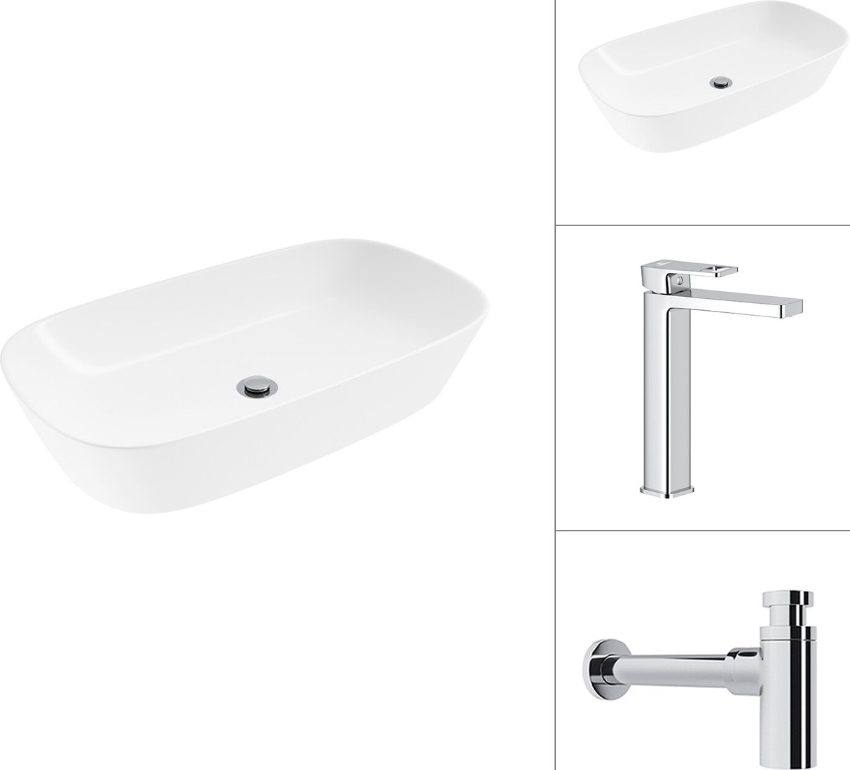 

Умывальник Lauter 21393-70 + Cascade 21СК0655C + сифон 21635CH (хром)