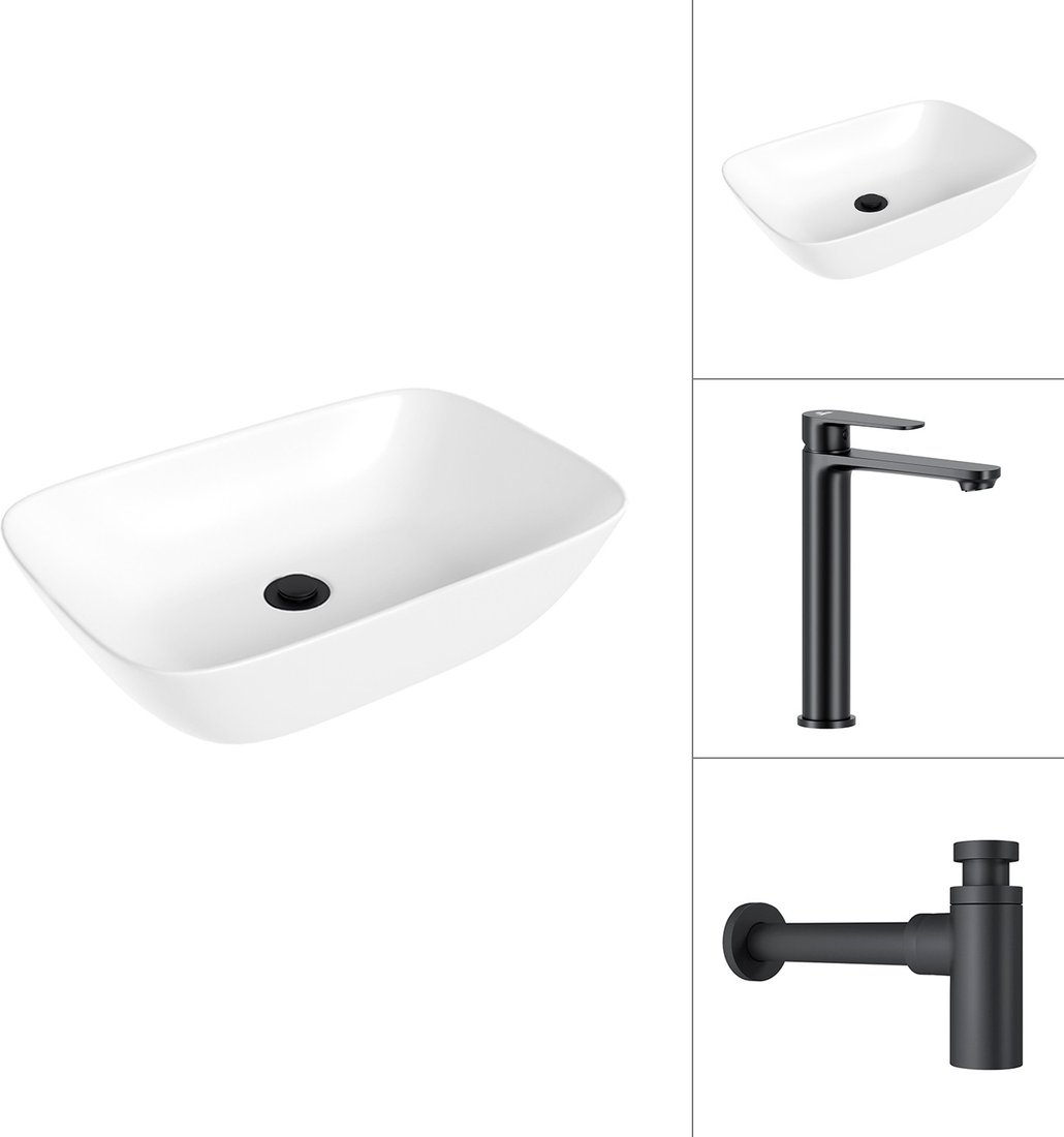 

Умывальник Lauter 21454 + Moon 21СК8691BS + сифон 21635B (черный матовый)