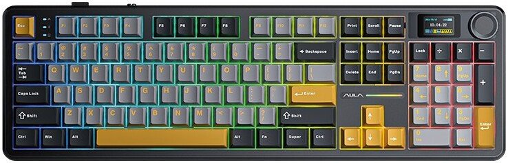 Клавиатура AULA F108 Pro (черный/желтый/серый, Leobog Reaper, без кириллицы)