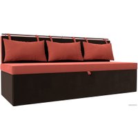 Диван Лига диванов Метро 114108 (микровельвет коралловый/коричневый)