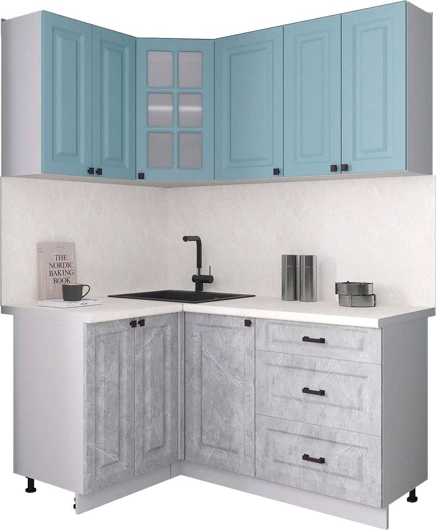 

Готовая кухня Интерлиния Мила Деко 1.2x1.6 (керамика/океан/опал светлый)