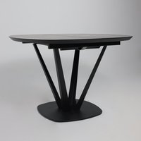 Кухонный стол Listvig Merlin 110-150х75 (МДФ+HPL-пластик черный Sahara Noir/черный)