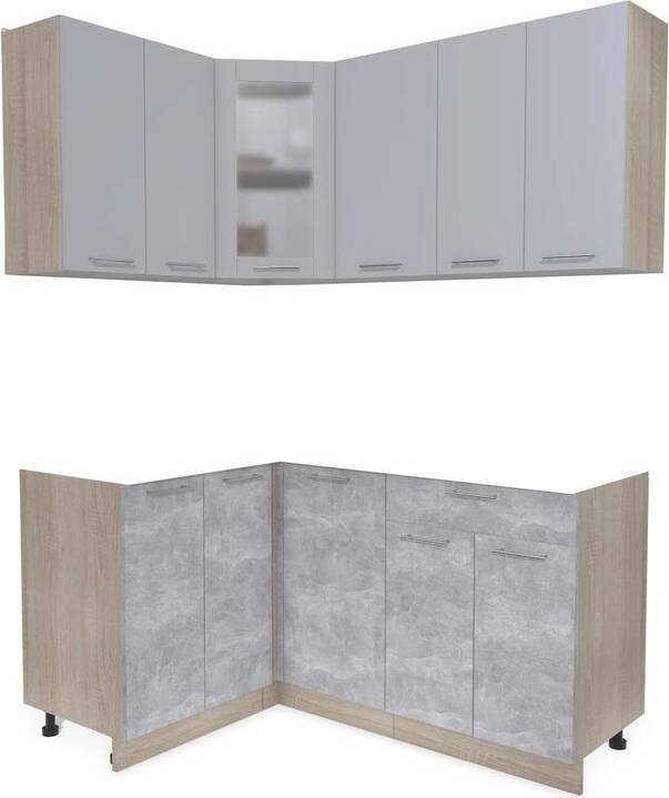

Готовая кухня Интерлиния Мила 12x16 без столешницы (серебристый/бетон)