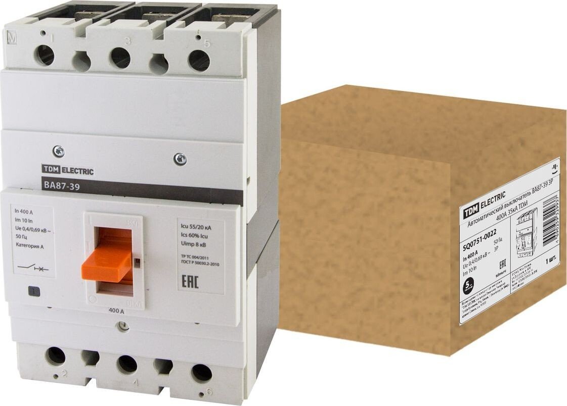 

Выключатель автоматический TDM Electric ВА87-39 3Р 400А 55кА SQ0751-0022