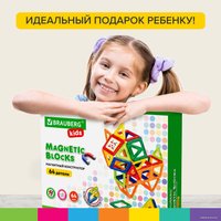 Магнитный конструктор BRAUBERG 663847 Kids Magnetic Big Blocks-64