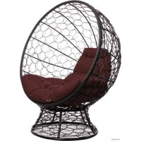 Кресло M-Group Кокос на подставке 11590405 (черный ротанг/коричневая подушка)