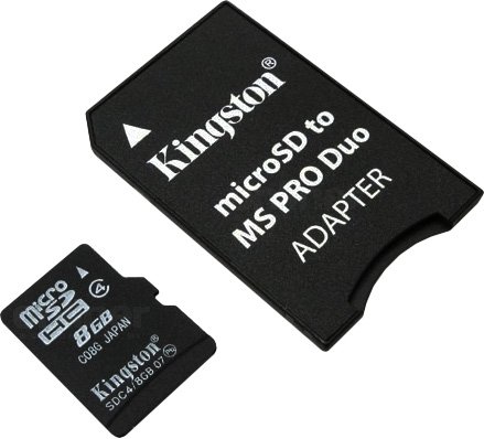 

Карта памяти Kingston microSDHC (Class 4) 4GB + адаптер (SDC4/4GB-MSADPRR)