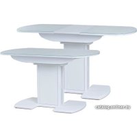 Кухонный стол Гальваник Гала-20 (белый/стекло белое optiwhite)