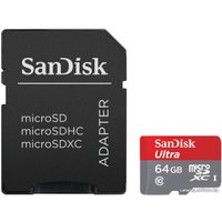 Карта памяти SanDisk Ultra microSDXC 64GB Class 10 + адаптер (SDSQUNC-64G-GN6MA)