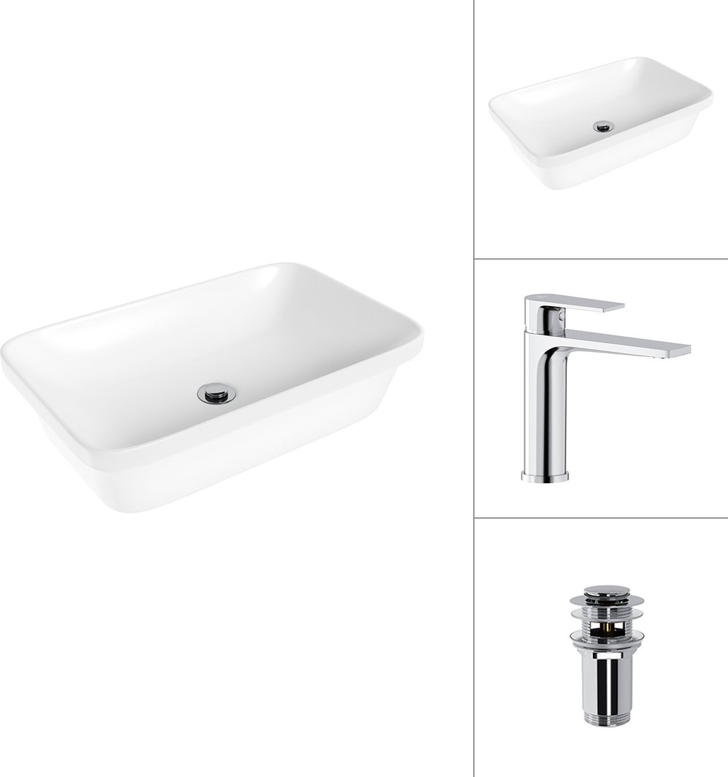 

Умывальник Lauter 21370 + Reef 21CK678C с донным клапаном 21190CH (хром)