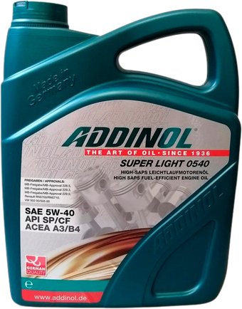 Моторное масло Addinol Super Light 0540 5W-40 5л
