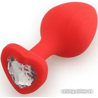 Анальная пробка Play Secrets Silicone Butt Plug Heart Shape Medium красный/прозрачный 39807