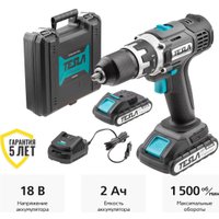 Дрель-шуруповерт Tesla TCD182DC (с 2-мя АКБ, кейс)