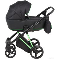 Универсальная коляска Adamex Cristiano Fluo (3 в 1, черный, рама черный/зеленый)