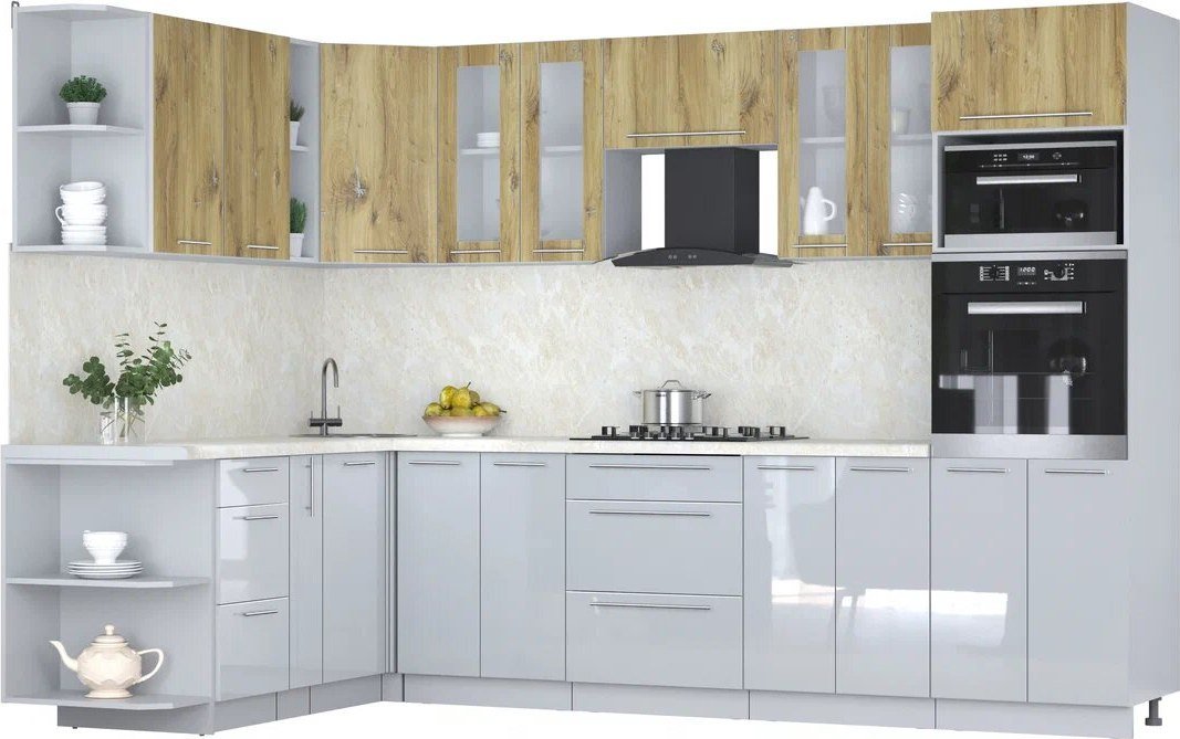 

Готовая кухня Интерлиния Мила Пластик 1.88x3.0 LV (дуб эпоксид/туманный глянец/опал светлый)