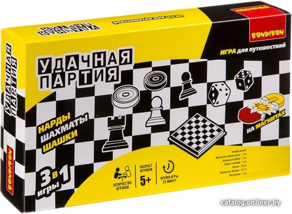 Шахматы/шашки/нарды Bondibon Удачная партия 3в1 ВВ0684