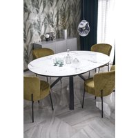 Кухонный стол Halmar Vertigo 130-180/130/76 (белый мрамор/черный)