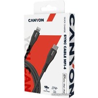 Кабель Canyon MFI-4 CNS-MFIC4B USB Type-C - Lightning (1.2 м, черный)