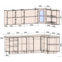 Готовая кухня Интерлиния Мила Матте 1.5x2.4 А правая (индиго/индиго глянец/кастилло темный)