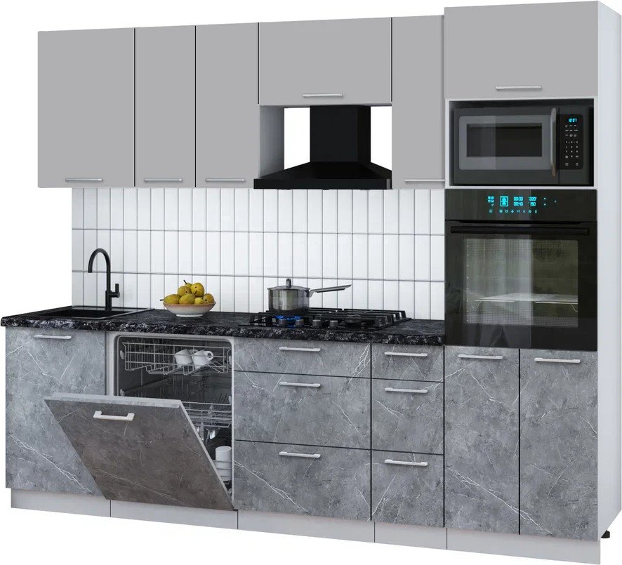 

Готовая кухня Интерлиния Мила Gloss 2.6-ПМ1 (керамика/грей/кастилло темный)