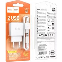 Сетевое зарядное Hoco C141A Lightning (белый)