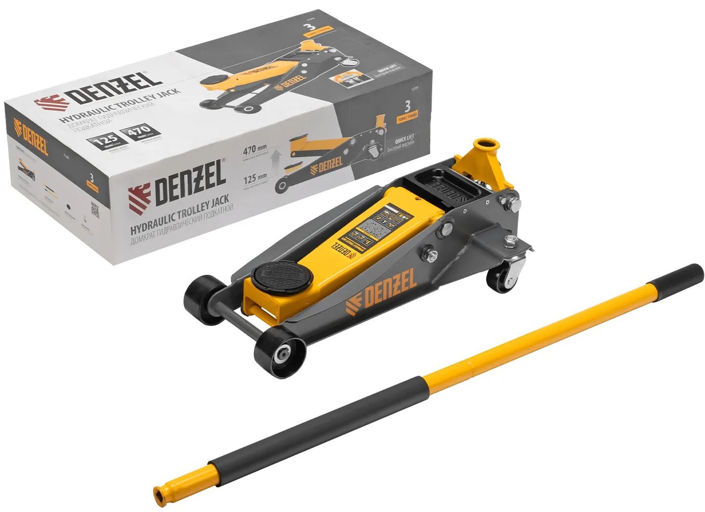 

Подкатной домкрат Denzel 51260 3т