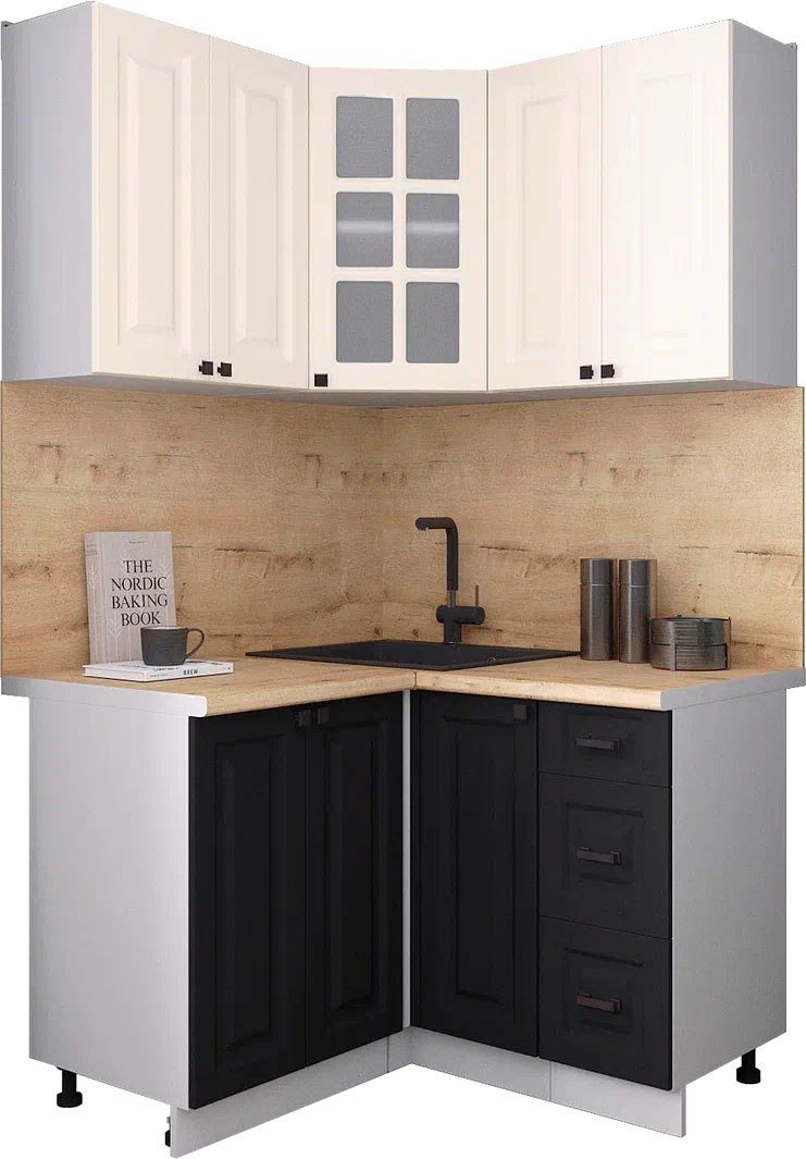 

Готовая кухня Интерлиния Мила Деко 1.2x1.2 (черный/белый/дуб бунратти)