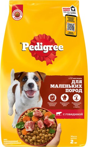 Сухой корм для собак Pedigree Для взрослых собак маленьких пород с говядиной 2 кг