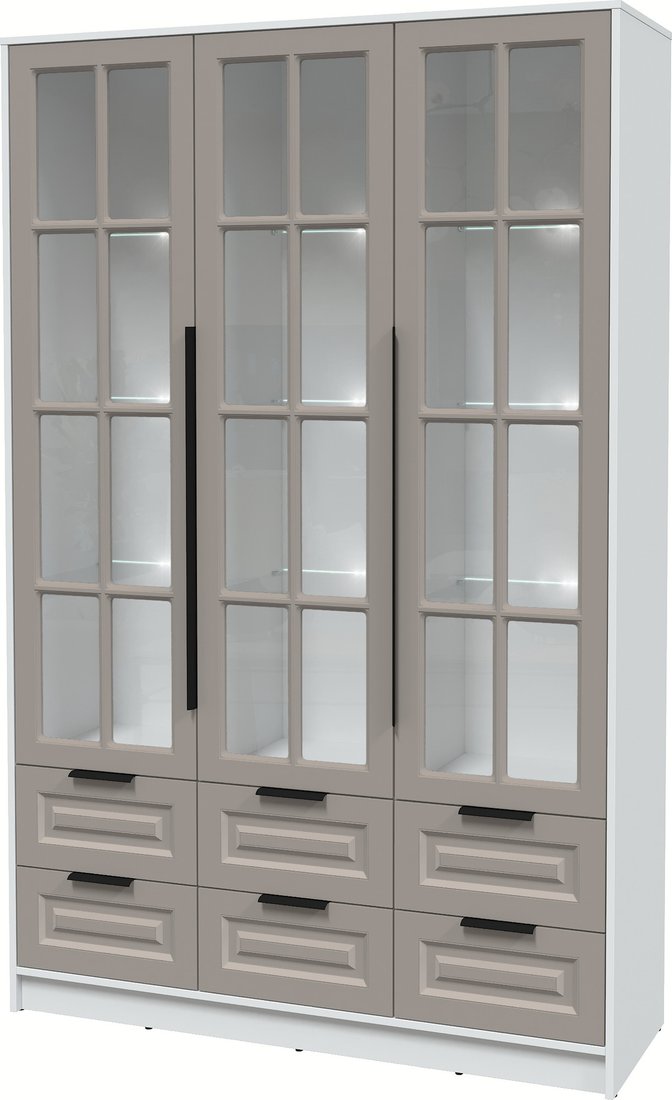 

Шкаф-витрина Интерлиния Концепт КТ-ШВ3 с подсветкой Деко (белый платинум/луна)