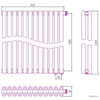 Стальной трубчатый радиатор Сунержа Эстет-00 EU50 1200х540 12 секций (хром)