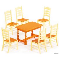 Аксессуары для кукольного домика Полесье №6 54395 (7 элементов, бежевый/коричневый)