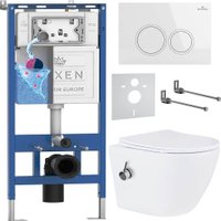 Унитаз подвесной Roxen Antares Bidet в комплекте с инсталляцией StounFix Dual Fresh 6 в 1 902672 (кнопка: белый глянец)