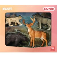 Набор фигурок Konik Медведь, олень, рысь, волк AMW2127