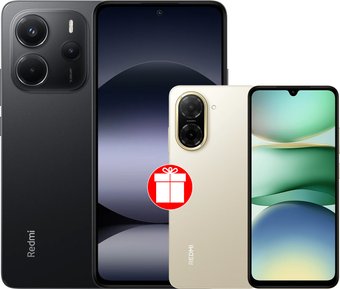 Xiaomi Redmi Note 14 8GB/256GB международная версия (черный) + Xiaomi Redmi A5 3GB/64GB (песочное золото) по акции