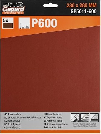 

Набор шлифлистов Gepard GP5011-600 (5 шт)