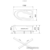 Ванна Triton София 170x95 R Стандарт Flat (с гидромассажем)