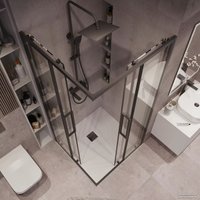 Душевой уголок Grossman Cosmo 80x80x195 300.K33.02.8080.21.00 (черный матовый/прозрачное стекло)