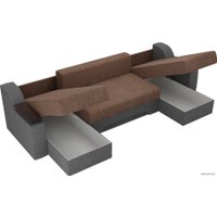 П-образный диван Лига диванов Сенатор 28928 (рогожка, коричневый/серый)