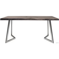 Кухонный стол Buro7 Уиллис 180 (с обзолом и сучками, дуб мореный/серебро)