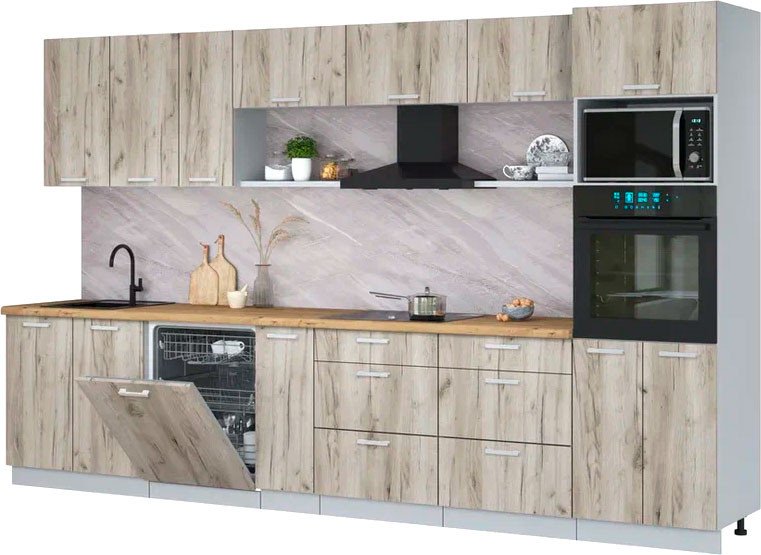 

Готовая кухня Интерлиния Мила Лайт 3.5-ПМ1-2 (дуб серый/дуб серый/дуб бунратти)