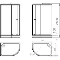 Душевая кабина Domani-Spa Delight 128 120x80 R с гидромассажем (черный/тонированное)