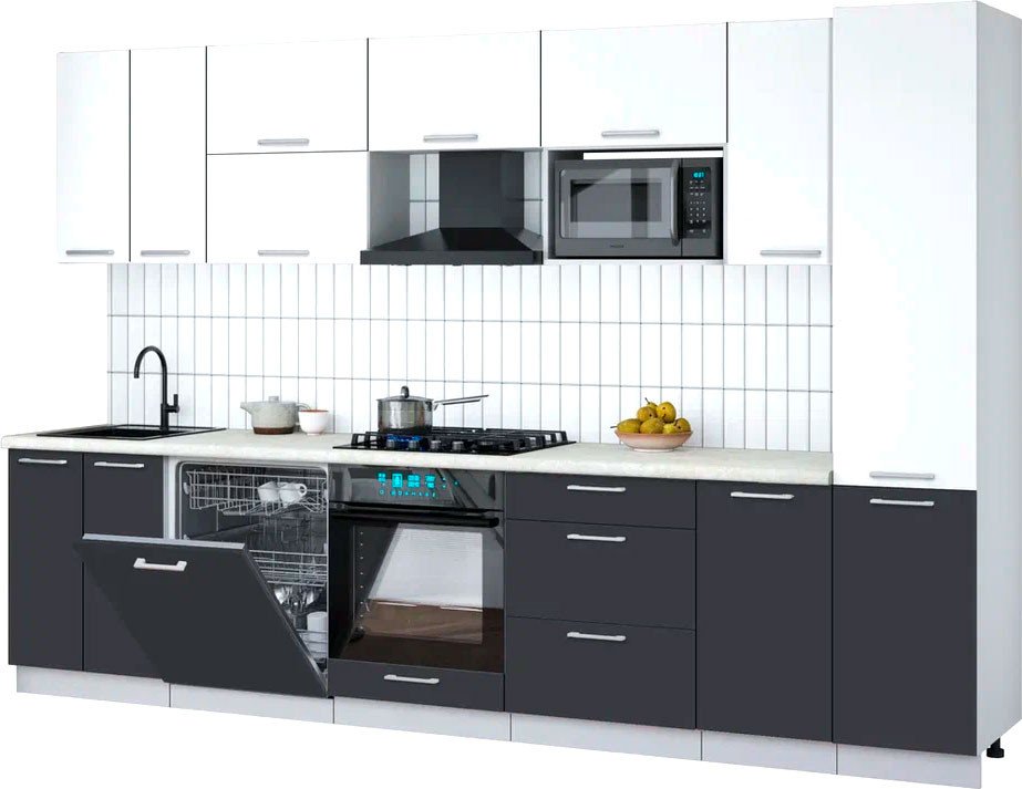 

Готовая кухня Интерлиния Мила Gloss 3.2-ПМ2 (пепел/белый/опал светлый)