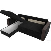 Угловой диван Лига диванов Валенсия Лайт левый (велюр, черный)