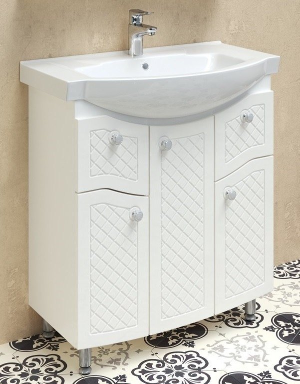 

Runo Тумба с умывальником Runo Милано 75 + Элеганс 75 (напольная, белый)