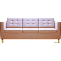 Диван Brioli Дилли клетка Д трехместный (рогожка, J11 розовый/светлые ножки)