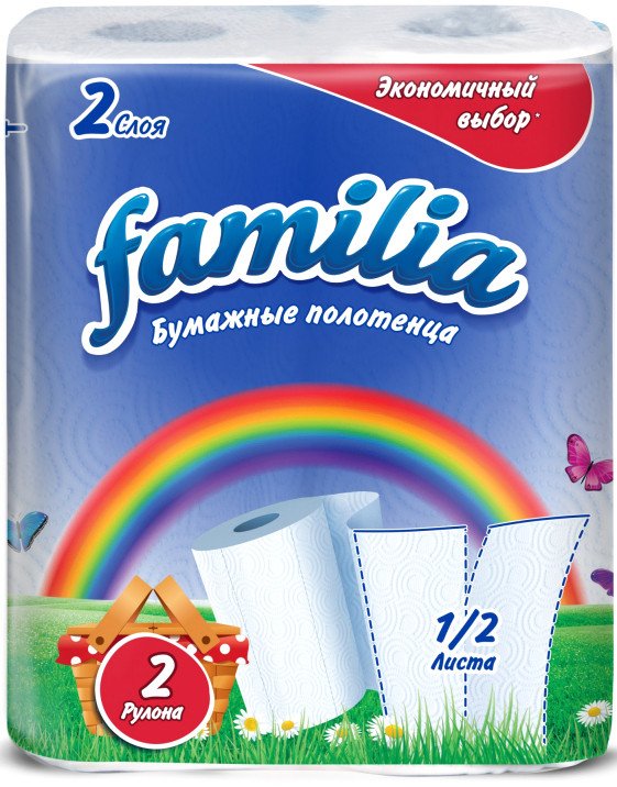 

Бумажные полотенца Familia Двухслойные Радуга (2 шт, белый)
