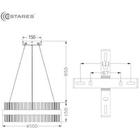 Подвесная люстра Estares Sofia 100W R-APP-500x1000-Gold/Clear-220-IP20_Ч