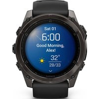 Умные часы Garmin Fenix 8 Sapphire 51мм (угольно-серый DLC, пепельно-черный силиконовый ремешок)